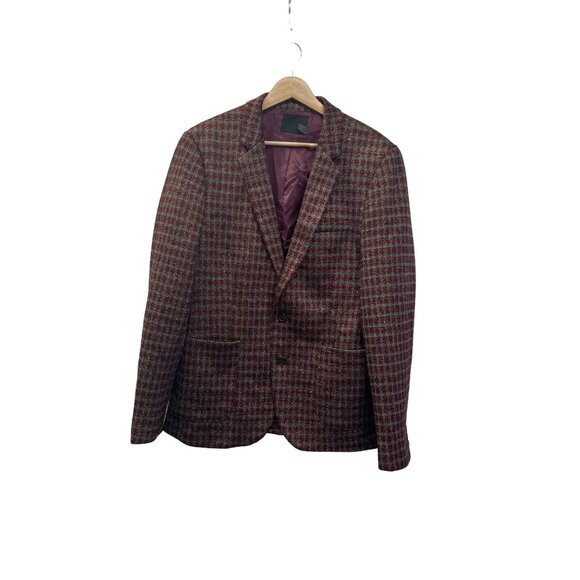 Asos NWOT Burgandy Red Brown and Gold 2 Button Blazer - Picture 3 of 9